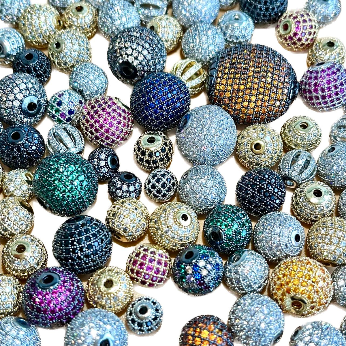 10pcs CZ Rhinestone crystal disco ball beads Women Men bracelets