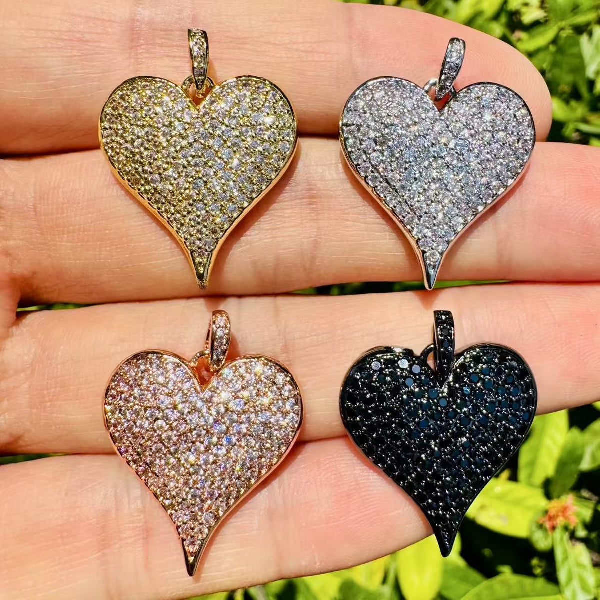 cz pave heart charm, 24x22mm, sold per pkg of 10 pcs – Charms