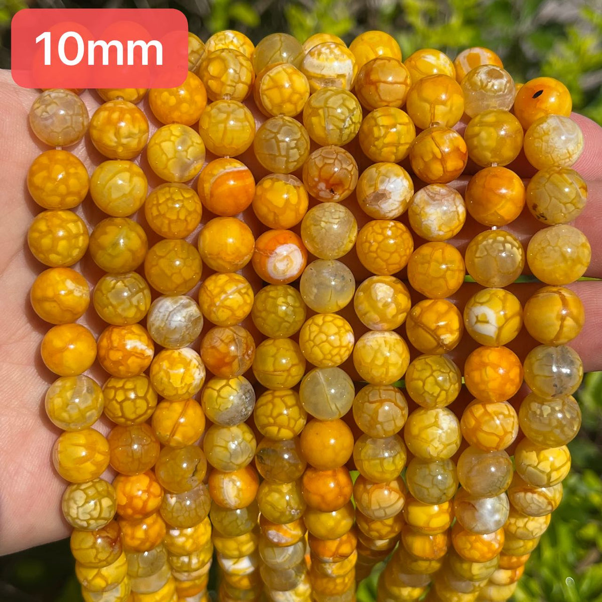 10mm smooth finish agate beads, Yellow, sold per pkg of 2 strands