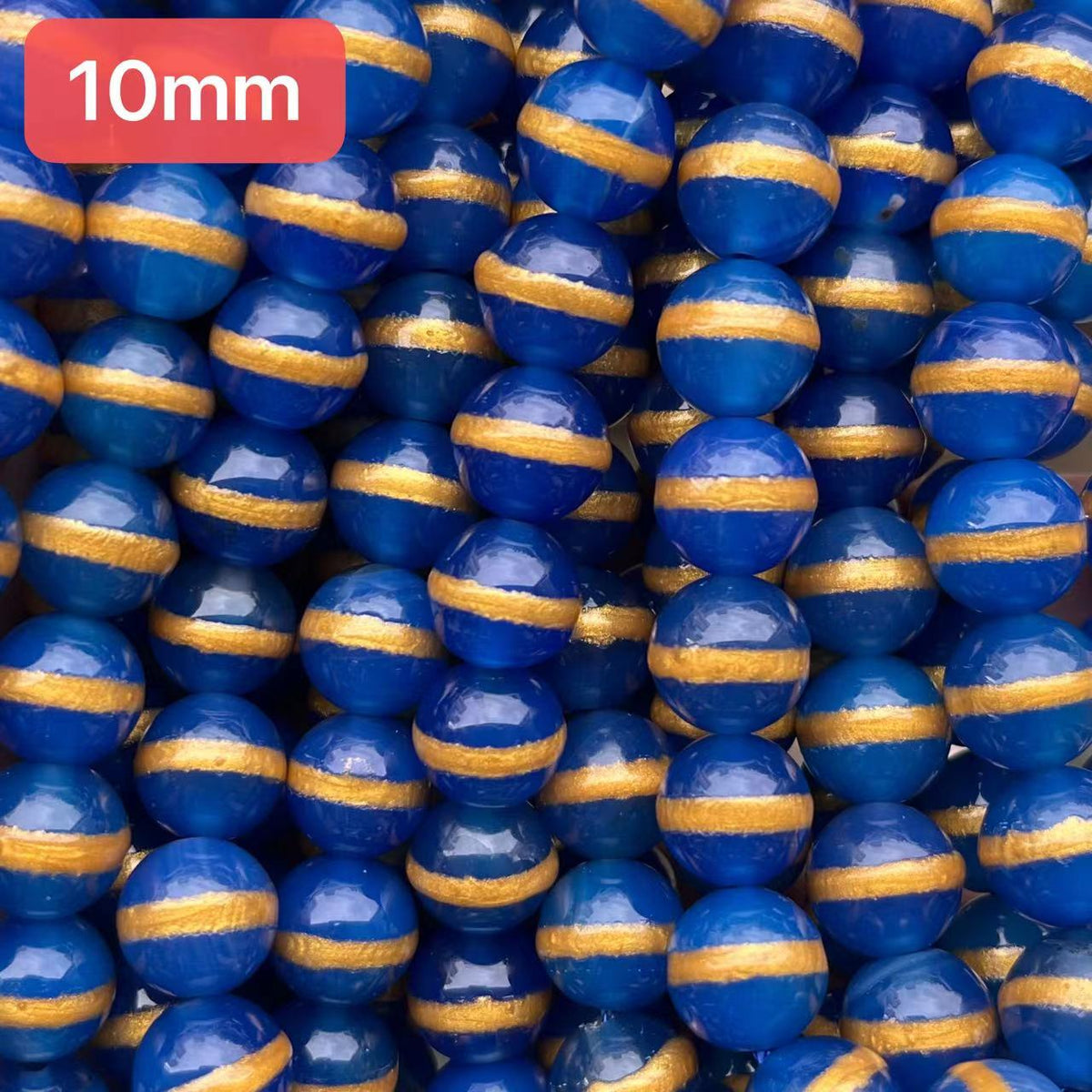 10mm smooth finish one line Tibetan agate beads, Blue, sold per pkg of