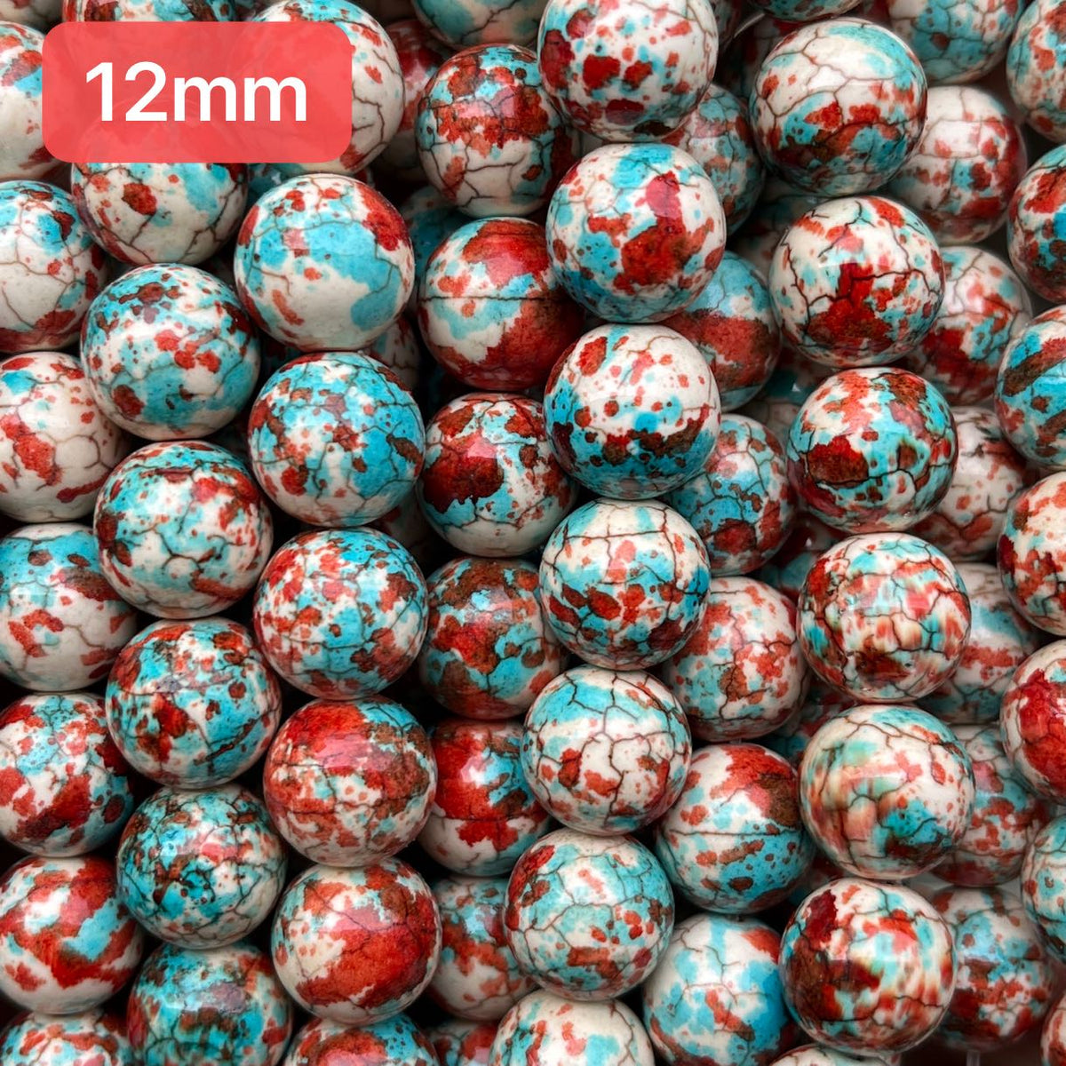 12mm smooth finish turquoise stone beads, multi color, sold per pkg of