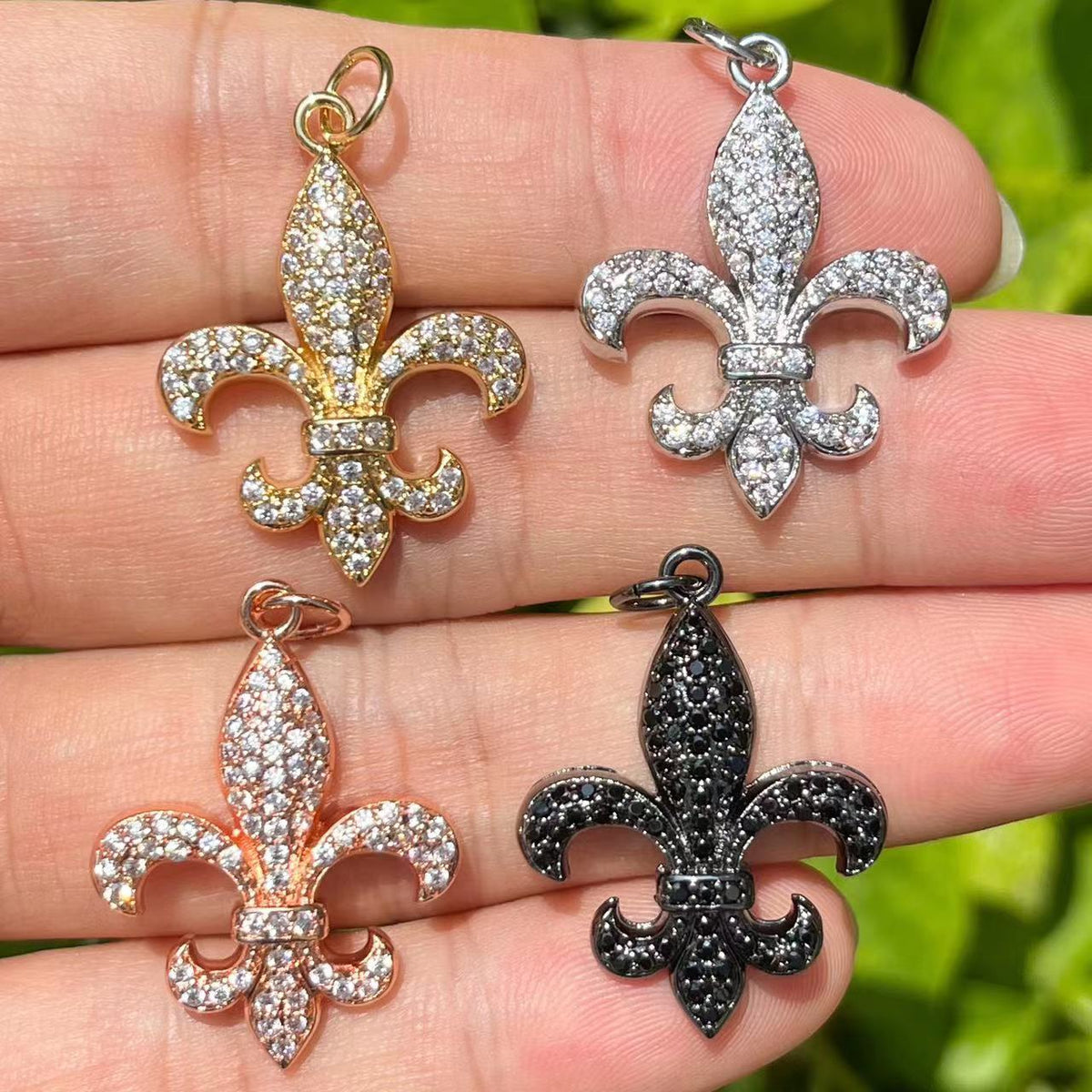 cz pave Fleur de Lis charms, 26x22mm, sold per pkg of 10pcs Charms