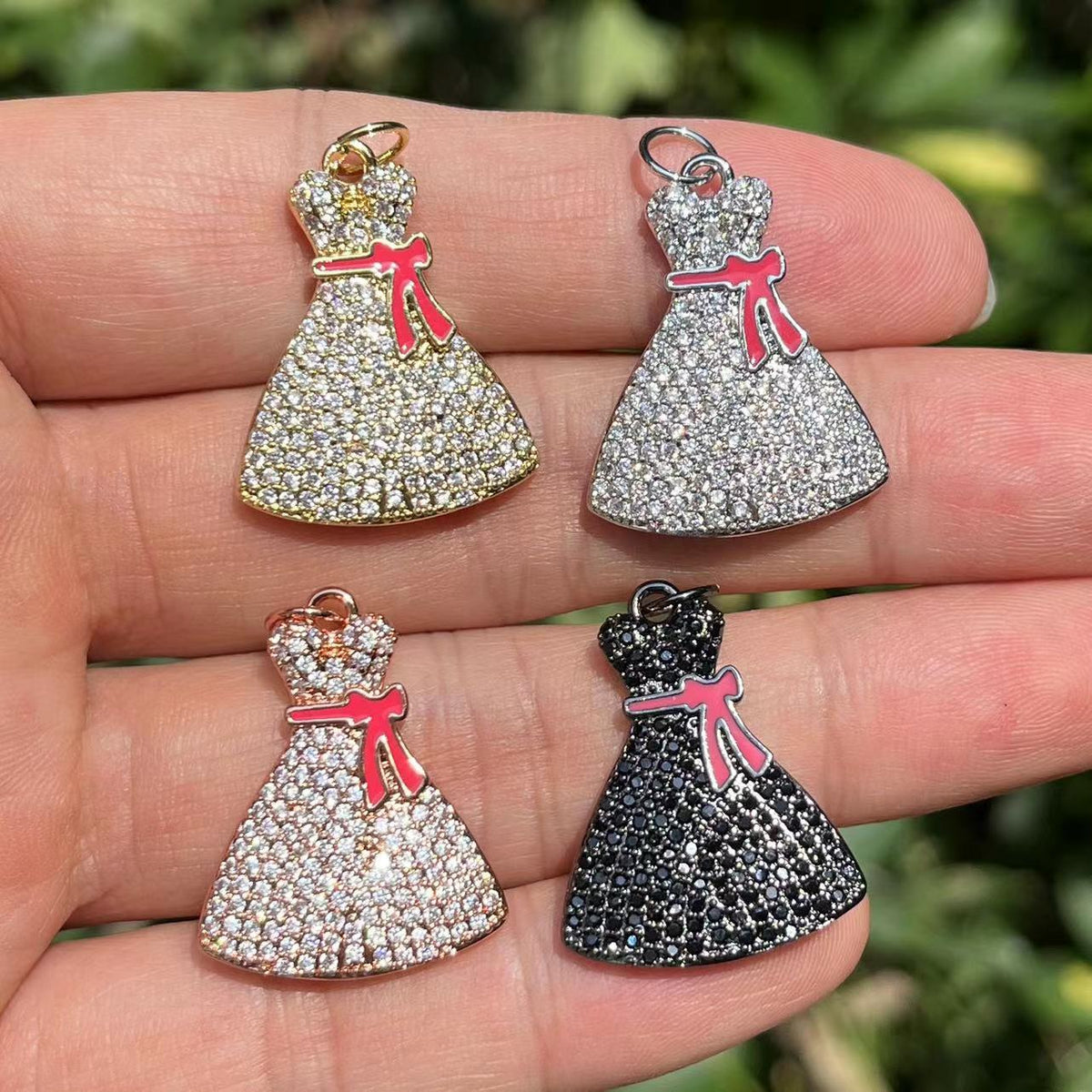cz pave woman dress charm, sold per pkg of 10 pcs Charms Beads Vendor