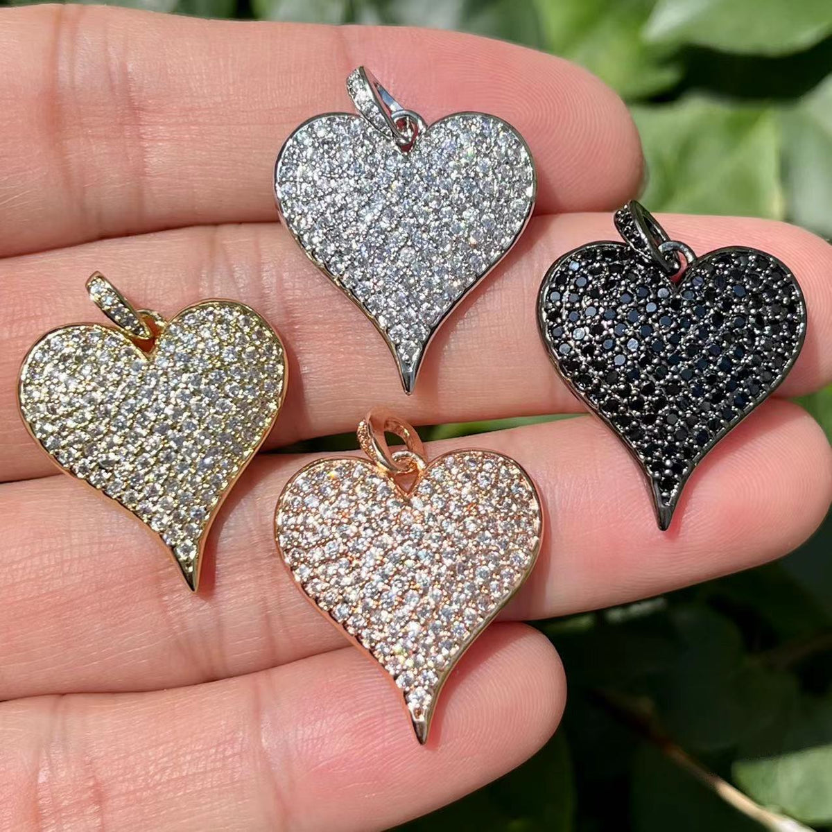 5Pcs Cubic Zirconia Pave New Bling Heart 23x24mm Charms for Jewelry  Bracelet Custom Design Hand Making
