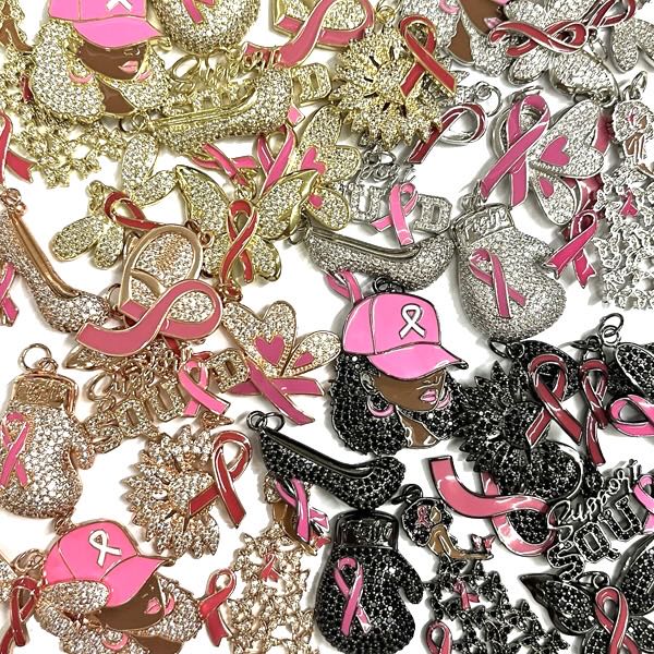 Breast Cancer Awareness Pink Ribbon Pendant Supplier CharmsBeadsVendor