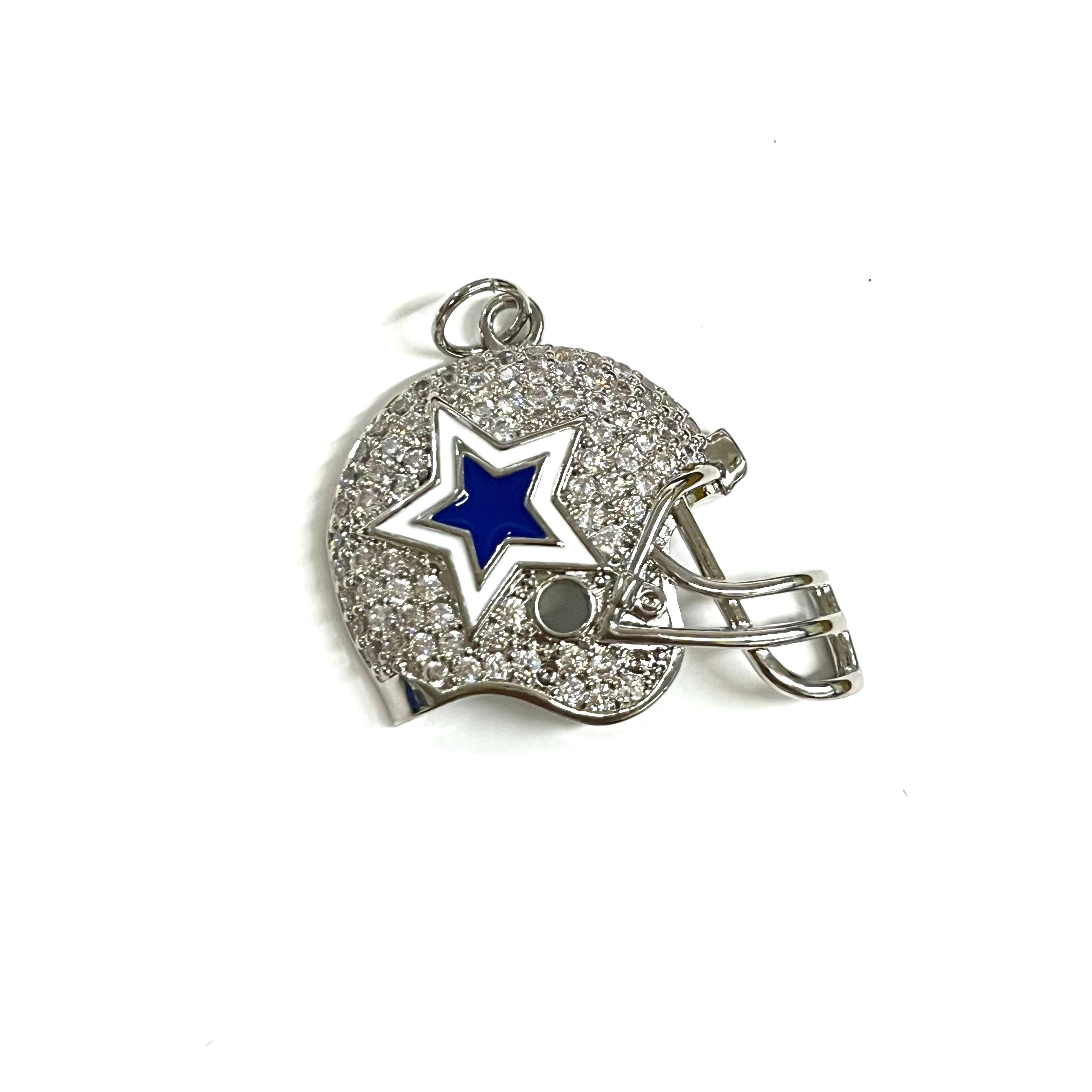 dallas cowboys football helmet charm CZ Pave Football Helmet Charms, Cowboys Star Helmet, 30*22.5mm, sold per pkg of 10pcs