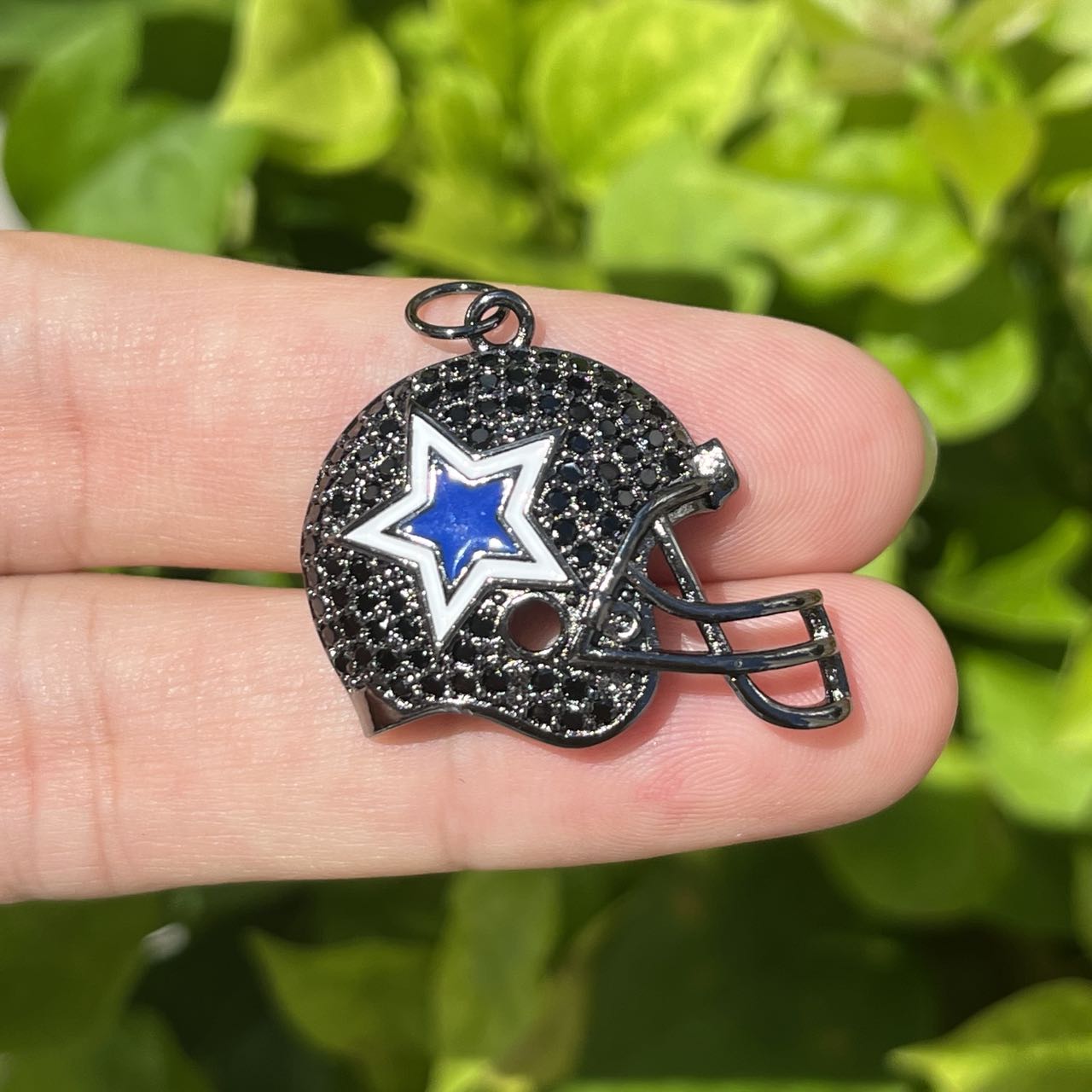 dallas cowboys football helmet charm CZ Pave Football Helmet Charms, Cowboys Star Helmet, 30*22.5mm, sold per pkg of 10pcs