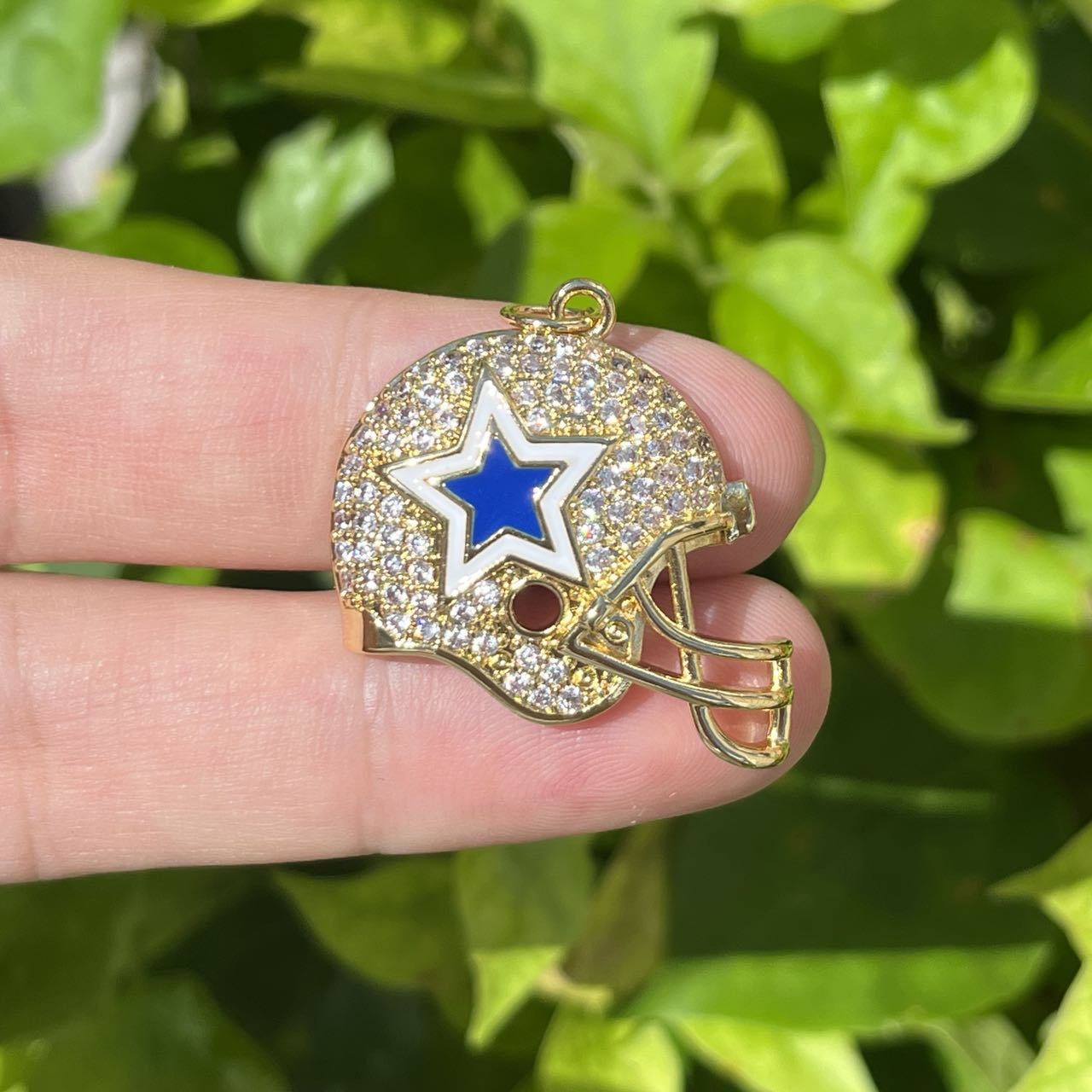 dallas cowboys football helmet charm CZ Pave Football Helmet Charms, Cowboys Star Helmet, 30*22.5mm, sold per pkg of 10pcs