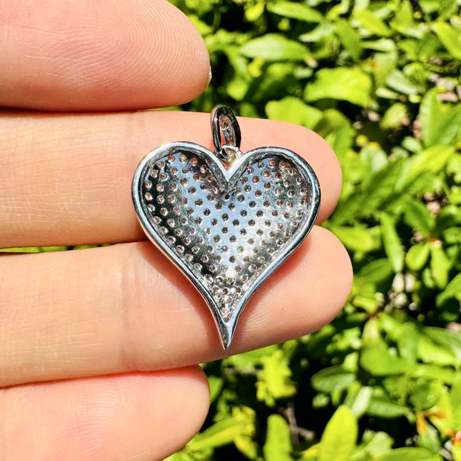 cz pave heart charm, 24x22mm, sold per pkg of 10 pcs – Charms