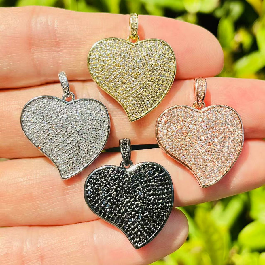 Inspired Silver Puerto Rico Heart Charm - Gold Pave With Cubic Zirconia, Fits Pandora & Similar Bracelets - View #11