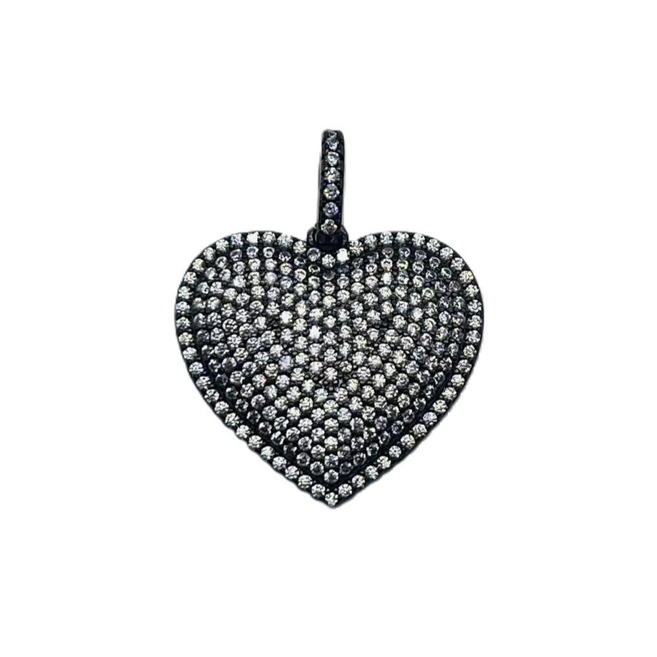 cz pave heart charms pendant, 25*24mm, sold per pkg of 10