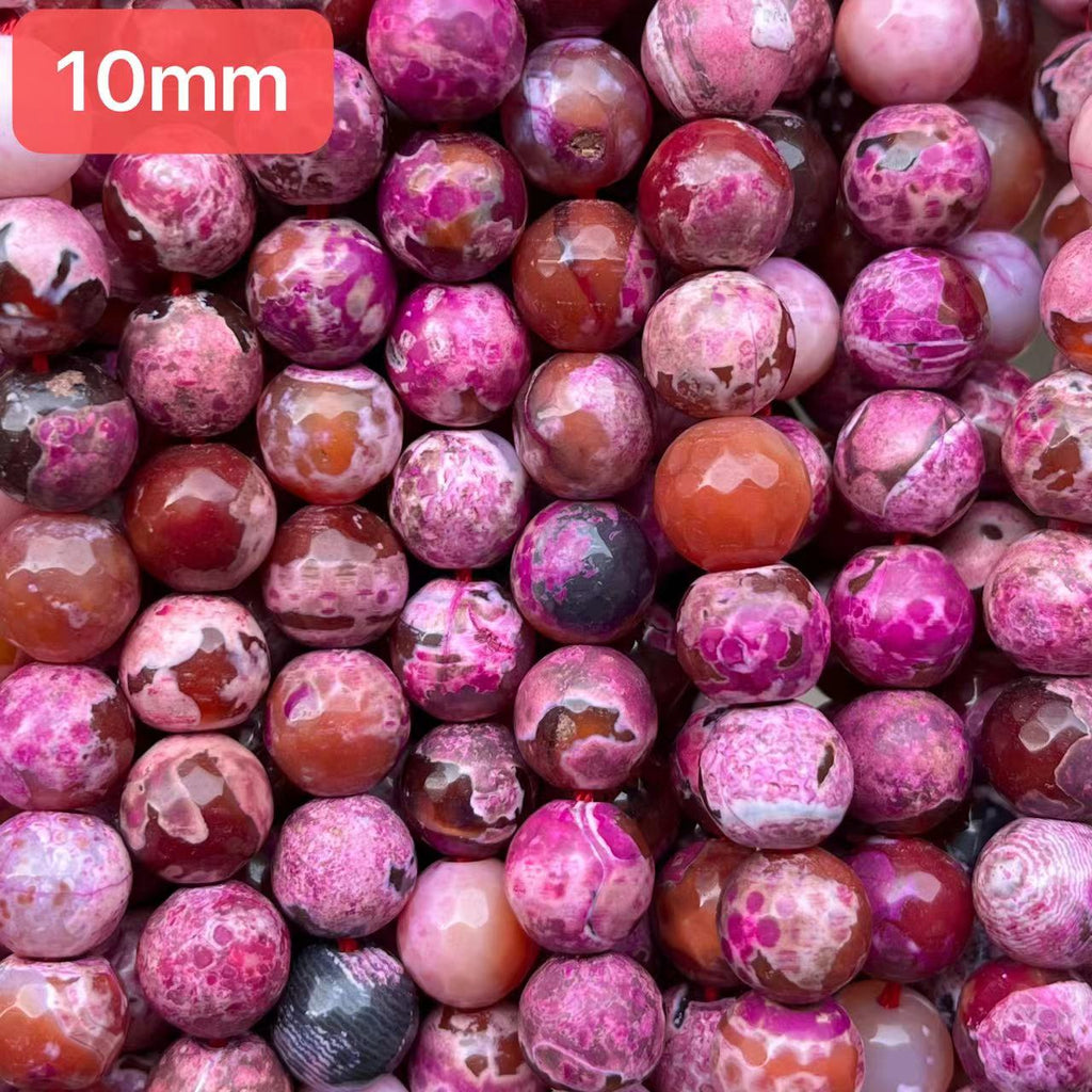 2 Strands/lot 10mm Colorful Cracked Fire Agate Faceted Stone Beads | Stone  Beads | Charms Beads Beyond