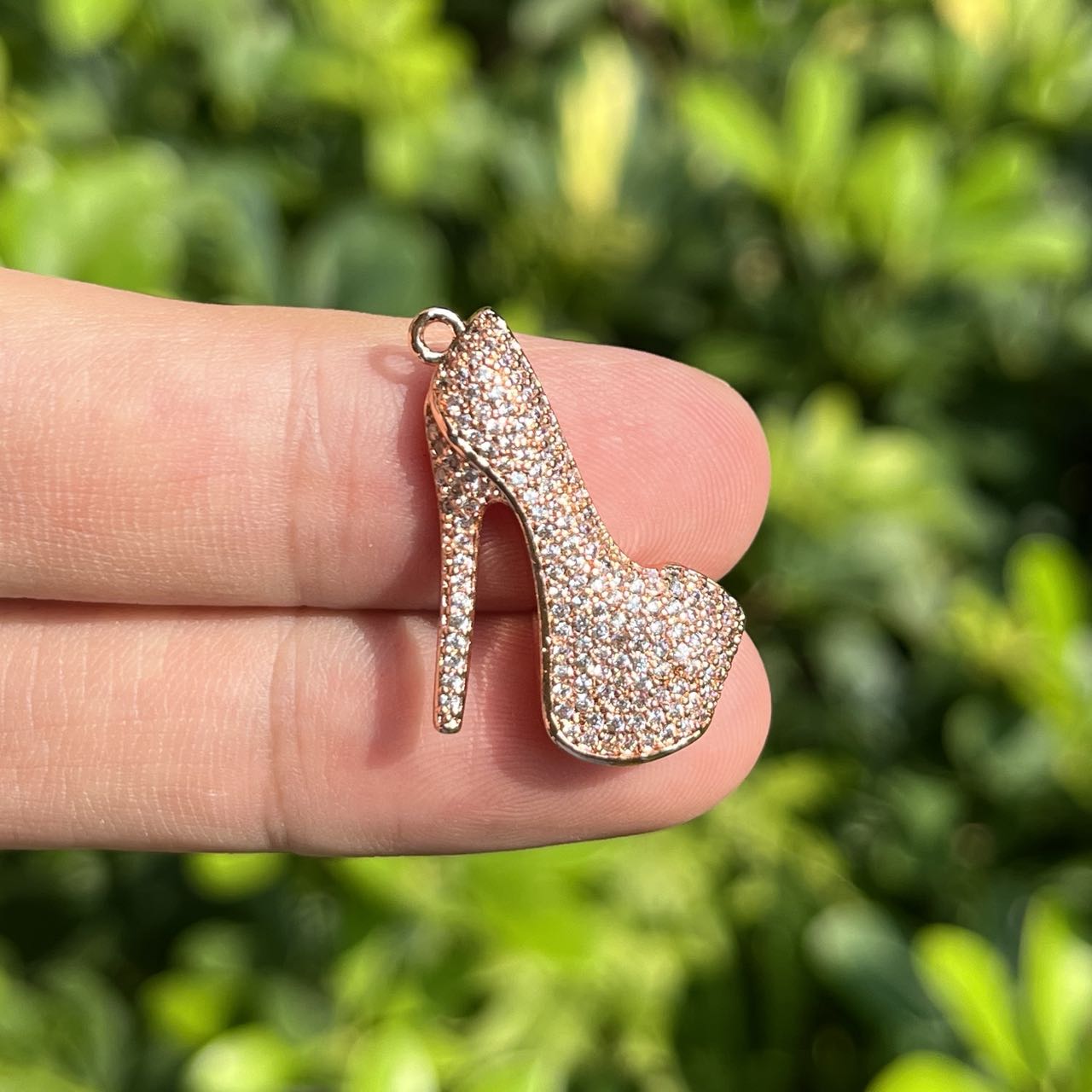cz pave heel shoes charms pendants, 24*19.5mm, sold per pkg of 10