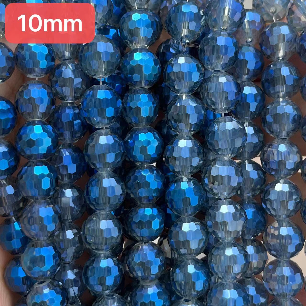 10mm 96-faceted electroplated glass beads, BLUE, sold per pkg of 2 strands
