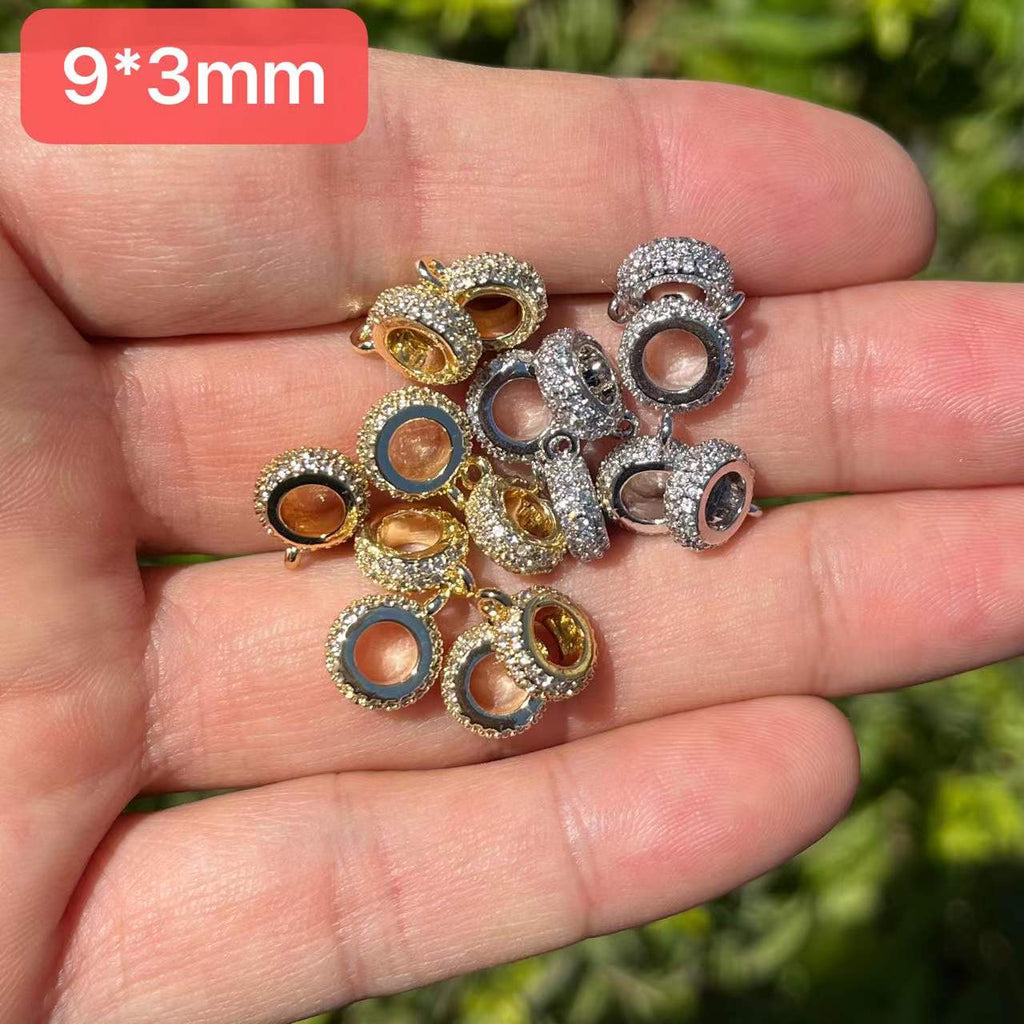 10-20-50pcs/lot 10mm Brown Leopard Print Pattern CZ Paved Ball Spacers Beads, Spacers