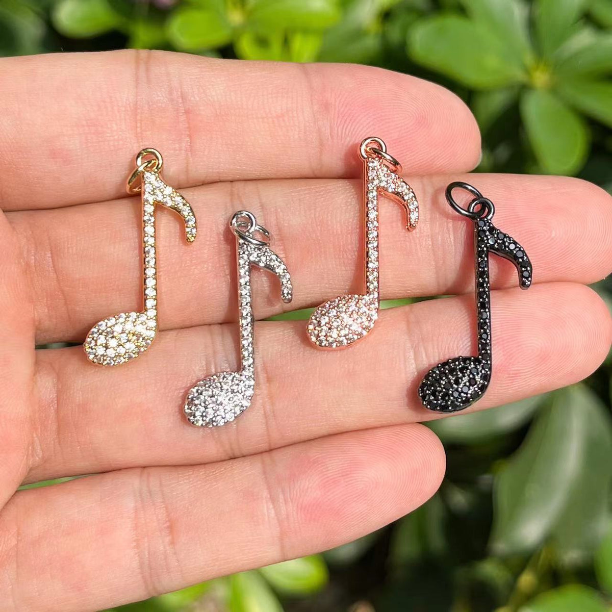 Note Charms cz pave music note charms, sold per pkg of 10pcs – Charms Beads Vendor