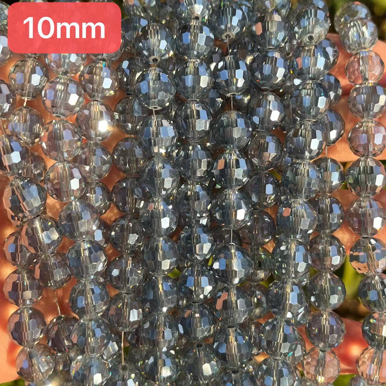 10mm 96-faceted electroplated gray / blue glass beads, BL9608, sold per pkg of 2 strands