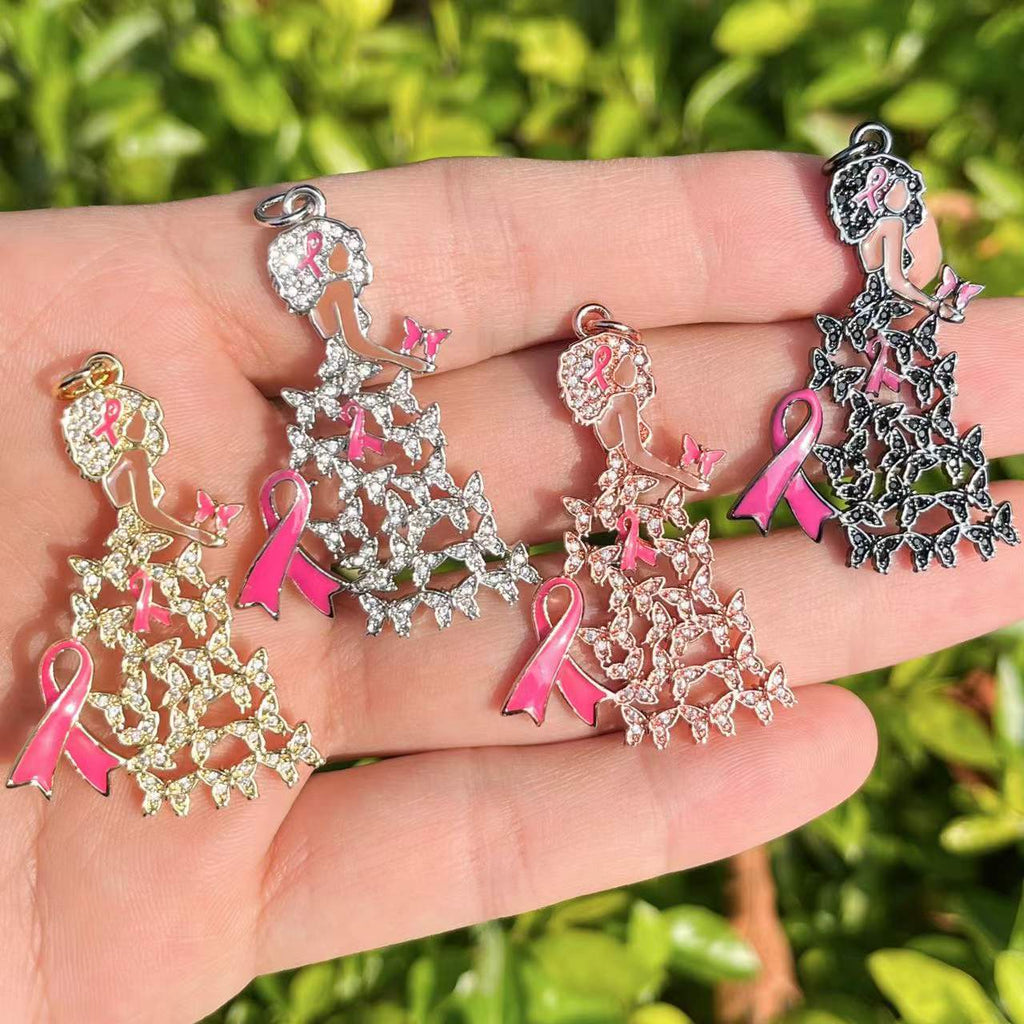 Cubic Zirconia Paved Barbie Girl Charms, Charms